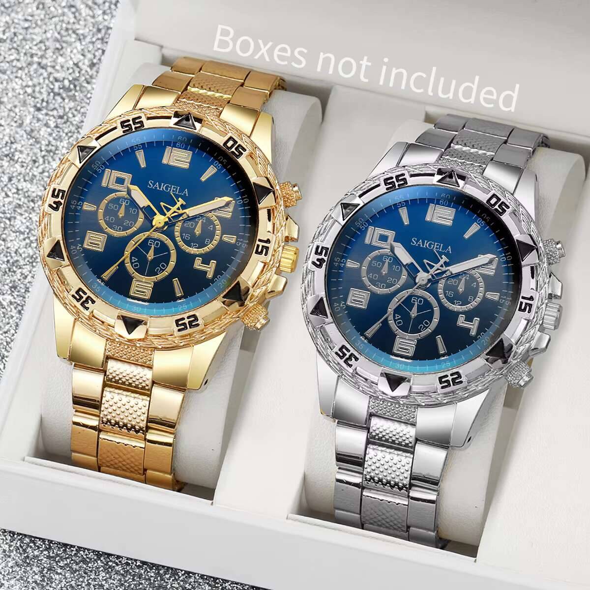 Fashion Men Business Watches Set Luxury Large Dial Watch for Men Clock Gift Reloj Hombre（Without Box）