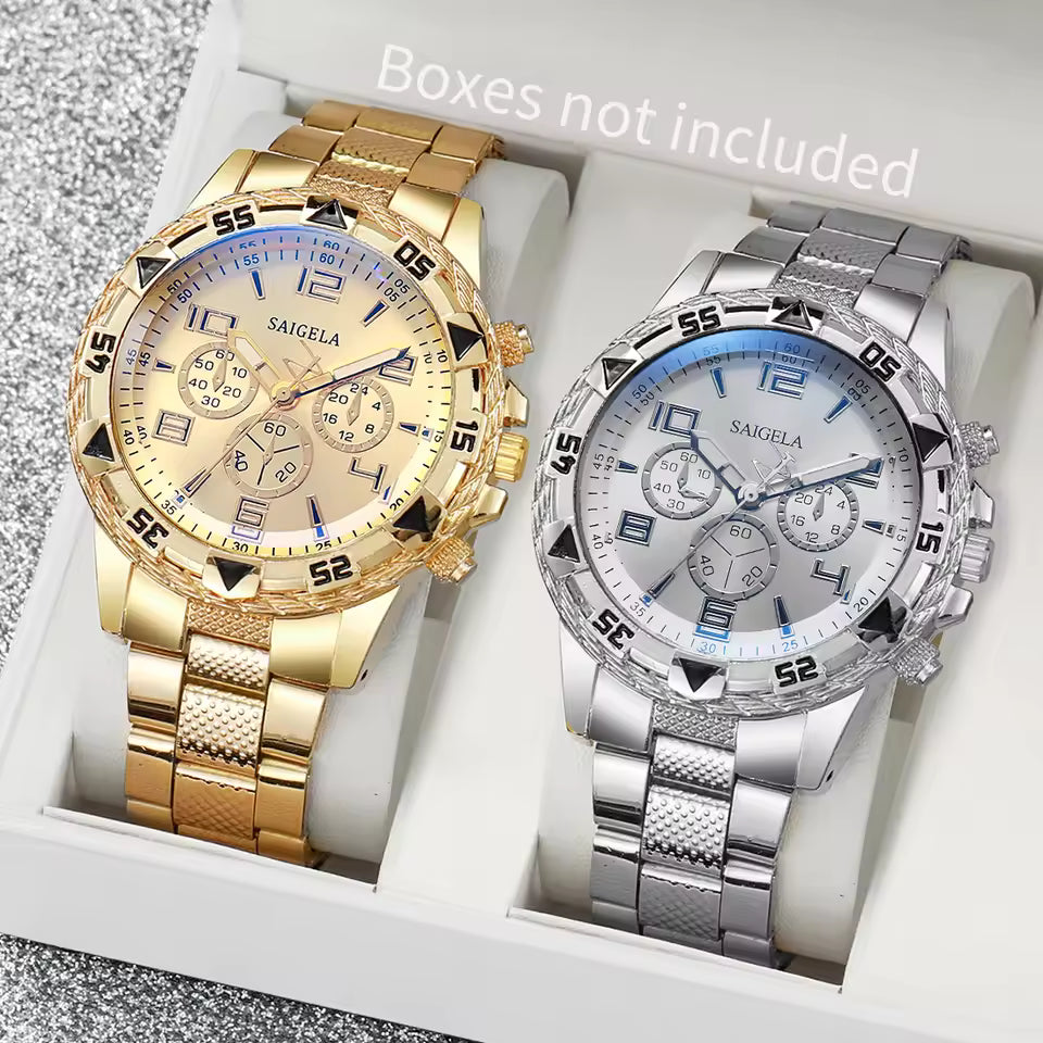 Fashion Men Business Watches Set Luxury Large Dial Watch for Men Clock Gift Reloj Hombre（Without Box）
