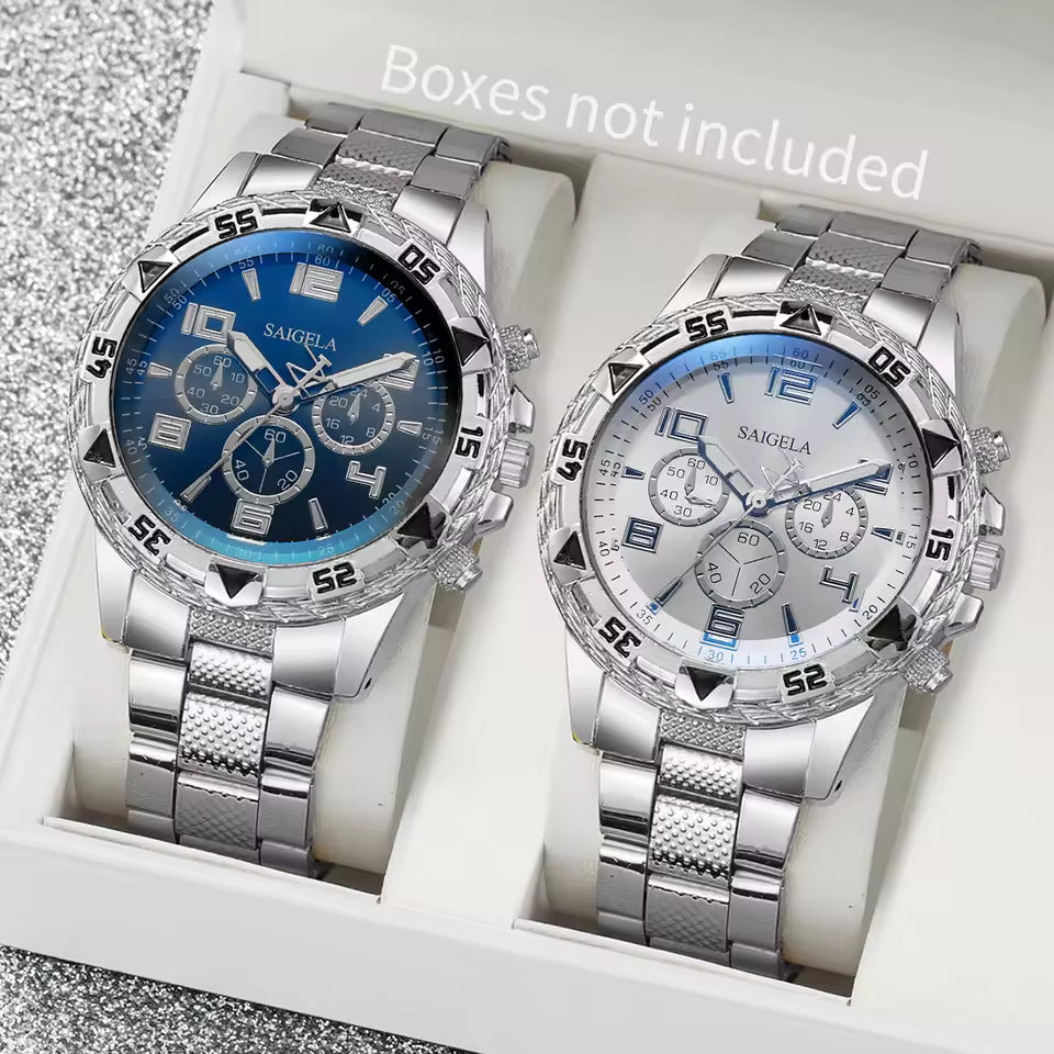 Fashion Men Business Watches Set Luxury Large Dial Watch for Men Clock Gift Reloj Hombre（Without Box）