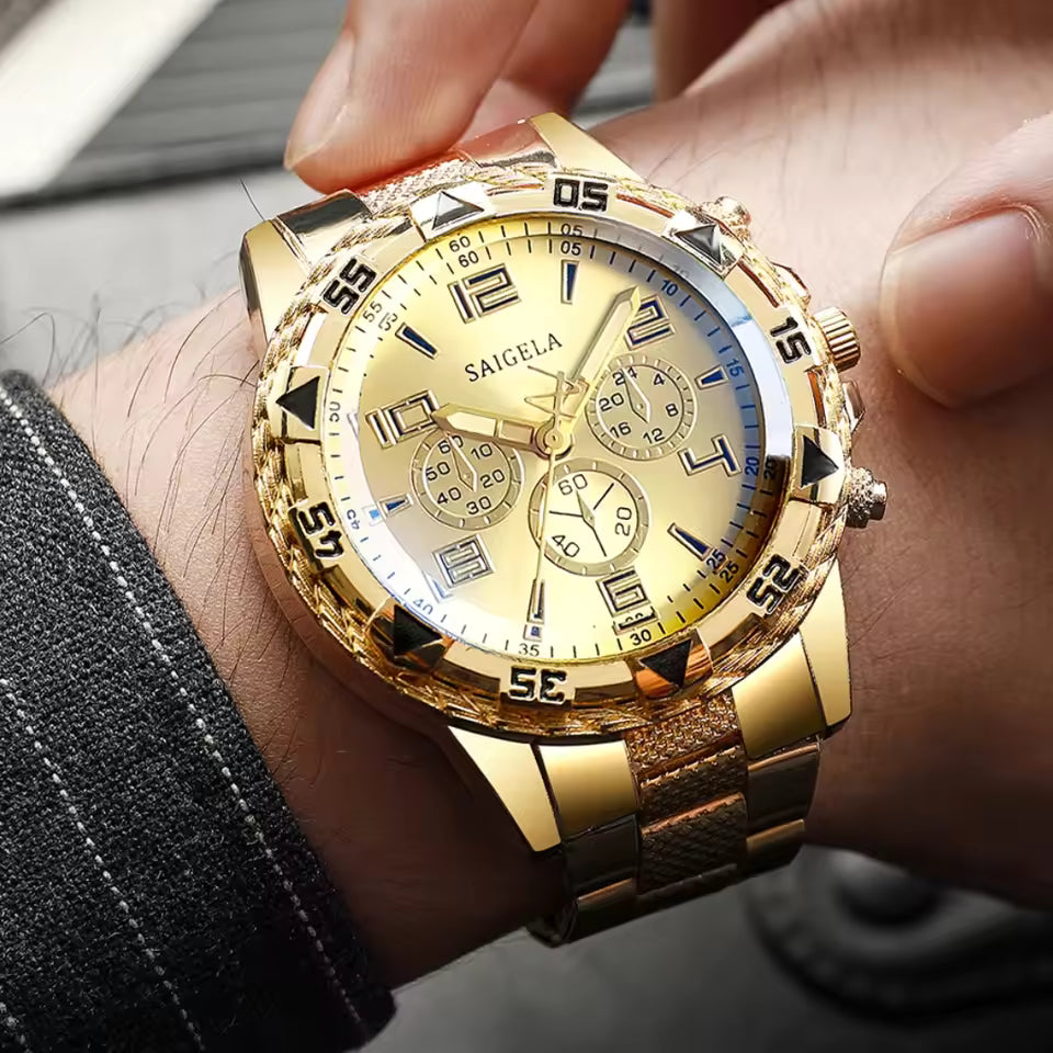 Fashion Men Business Watches Set Luxury Large Dial Watch for Men Clock Gift Reloj Hombre（Without Box）