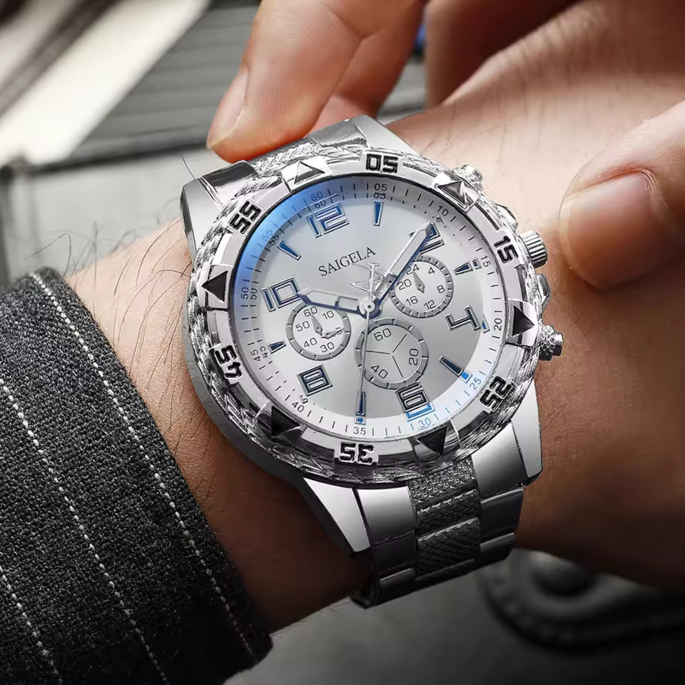 Fashion Men Business Watches Set Luxury Large Dial Watch for Men Clock Gift Reloj Hombre（Without Box）