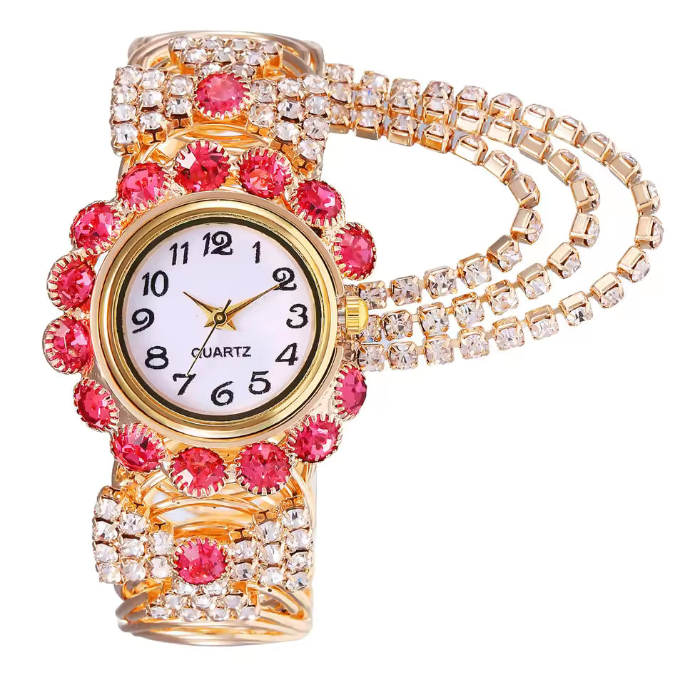 Luxury Women Quartz Wristwatch Fashion Ladies Watches Diamond Rhinestone Alloy Steel Strap Clock Waterproof
