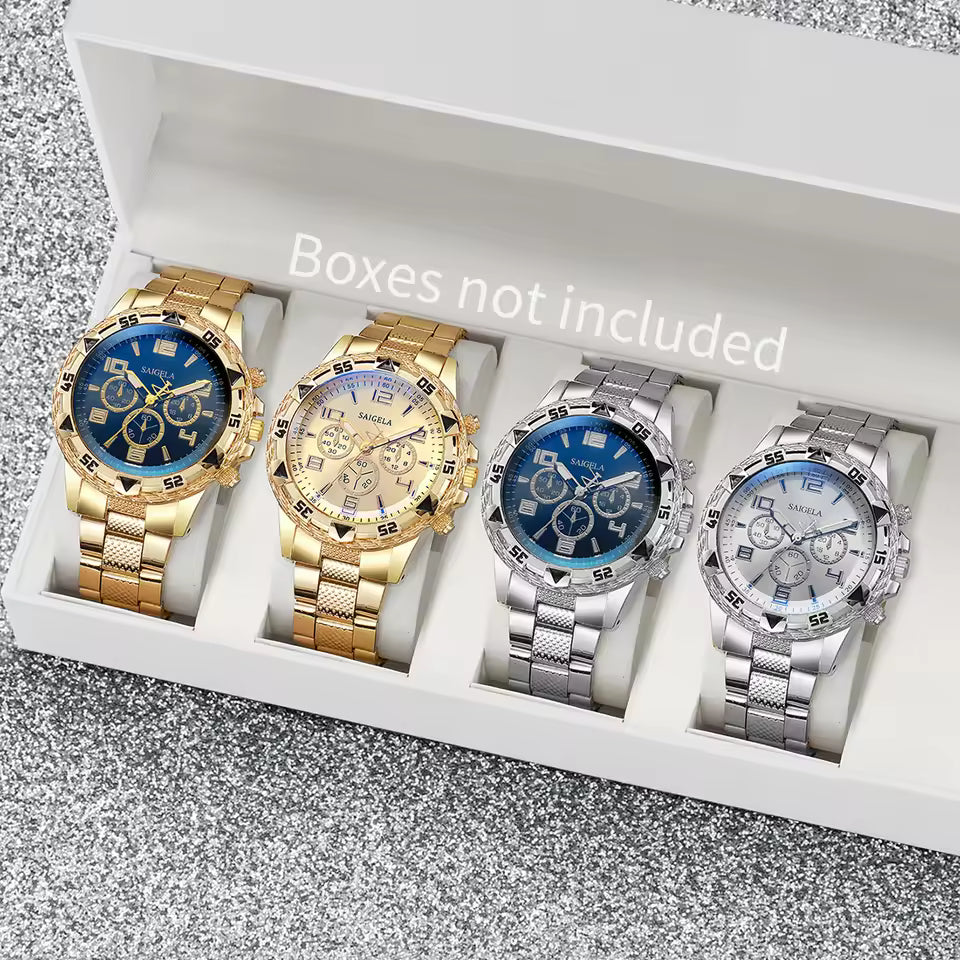 Fashion Men Business Watches Set Luxury Large Dial Watch for Men Clock Gift Reloj Hombre（Without Box）