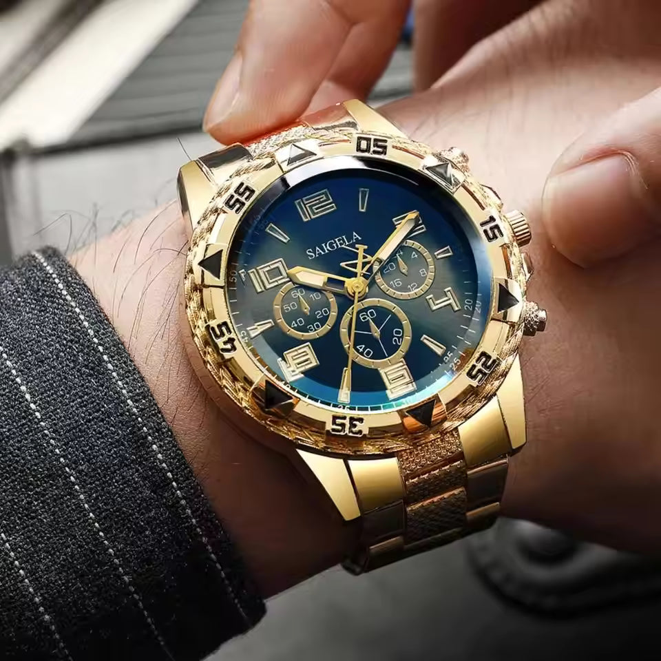 Fashion Men Business Watches Set Luxury Large Dial Watch for Men Clock Gift Reloj Hombre（Without Box）